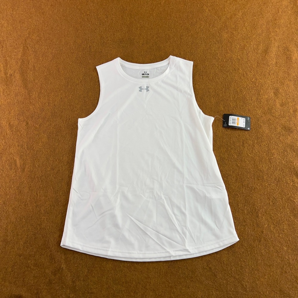 Under Armour Womens Small White Team Tech Sleeveless Training Tank Top NWT